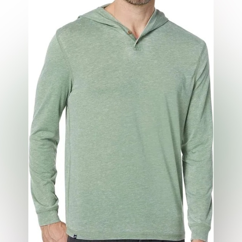 Johnnie-o Zed Vintage Henley Hoodie in Ivy Green Men's XL